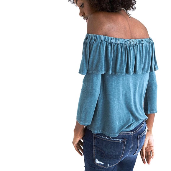 American Eagle Soft & Sexy Off the Shoulder Shirt - Picture 2 of 7